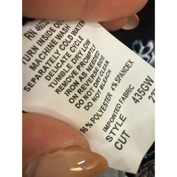 Souther Lady Black Texture Floral Long Sleeve Blouse Keyhole Cutout Plus Size 1X - Picture 6 of 6